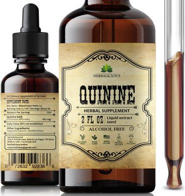 Quinine Liquid Extract 2Oz  Restless Legs Syndrome Relief & Leg Cramps Pm Nighttime Cramp Relief  All-Natural Cinchona Officinalis Bark Tincture For Cramp Defense, Digestive Health & Immune Support