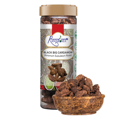 Ramaroma Black Cardamom Pods (Kali Elachi) Whole Indian Spice 3Oz (85G) All Natural | Vegan | Gluten Friendly | Non-Gmo | Smokey | Tsaoko | Cao Guo | Bach Dan Khau |