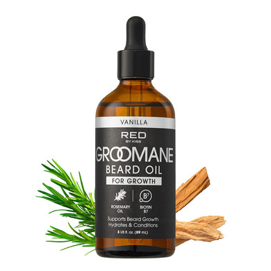 Red By Kiss Groomane Beard Oil, Rosemary Oil & Biotin, Promotes Full, Healthy Look Beard Strengthen Facial Hair, Reduces Breakage (3 Fl.Oz, Vanilla)