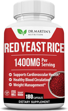 Red Yeast Rice Extract 1400Mg Supplement 180 Count | Maintain Healthy Cholesterol Levels | Supports Cardiovascular & Blood Circulation For Healthy Heart, Digestion, Weight Management & Overall Health
