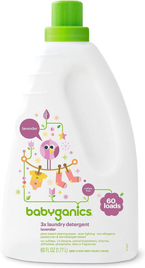 Babyganics 3X Baby Laundry Detergent, He Compatible, Stain-Fighting, Lavender, 60 Fl Oz