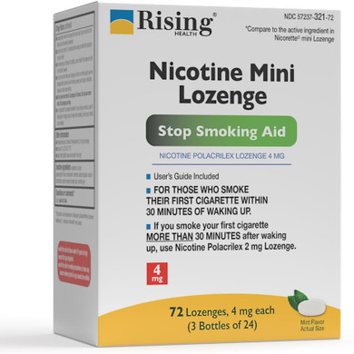 Rising Health Nicotine Mini Lozenge, Reduce Cravings And Stop Smoking With A Replacement Therapy, Mint Flavor (4Mg - 72 Count)