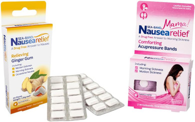 Sea-Band Anti-Nausea Wristband Bundle For Pregnancy Nausea, With Mama Wristband And Ginger Gum, For Morning Sickness