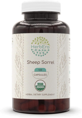 Sheep Sorrel 120 Capsules, 500 Mg, Concentrated Liquid Drops Natural Usda Organic Sheep Sorrel (Rumex Acetosella) Dried Herb (120 Capsules)