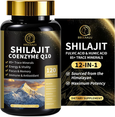 Shilajit For Men With Sea Moss & Ashwagandha,12 In 1 Himalayan Shilajit Supplements Capsules With Coenzyme Q10, Fulvic Acid & Humic Acid, Lion'S Mane, Support Energy & Immunity, 120 Counts