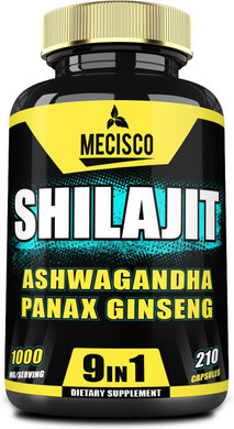 Shilajit Supplement With Ashwagandha Root, Panax Ginseng, L-Arginine, Chaga & More - Shilajit Pure Himalayan Organic - Immune System, Energy Production, Stamina & Comfortable Mood - 60 Capsules