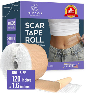 Silicone Scar Sheets, Scar Tape For Surgical Scars, 120" X 1.6" Roll - C-Section, Tummy Tuck, Keloid Scar Treatment, As Post Surgical Cream, Gel, Scar Patches, Surgery Scar Removal, Strips For Scars