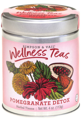 Simpson & Vail, Pomegranate Detox Herbal Tisane, Wellness Tea - 4 Ounce Tin / 50 Cups