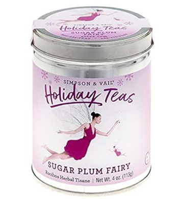 Simpson & Vail, Sugar Plum Fairy Rooibos Herbal Tisane, Holiday Collection - 4 Ounce Tin / 50 Cups