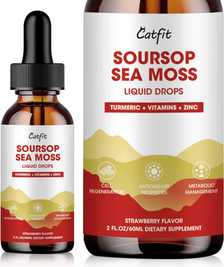 Soursop Graviola Liquid Drop, Soursop Leaves Extract With Sea Moss & Turmeric, Graviola Soursop Bitters Liquid For Cell Support & Regeneration, Liver, Relax, Immune And Antioxidant Support, 1 Fl Oz