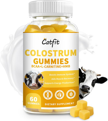Sugar-Free Bovine Colostrum Supplement Gummies,Grass-Fed Colostrum For Women &Men, Gut Health, Immunity, Cognitive, Orange Flavor 120 Gummies With 40% Igg