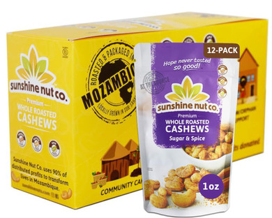 Sunshine Nut Company Whole Roasted Lightly Salted Cashews, Handful Of Herbs Flavor, 12-Pack, 1.05 Oz. Each, Gluten Free, Peanut Free And Vegan Individual Snack Packs For Kids And Adults, Gmo Free