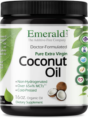 Emerald Labs Coconut Oil Organic - Dietary Supplement with Pure Extra Virgin Coconut Oil for Brain and Immune Support - 16 Oz