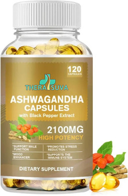 Superior Potency Ashwagandha 2100Mg + Black Pepper Extract 8Mg Supplement For Stress Relief & Immune Support, 120 Softgel Capsules, 60-Day Supply