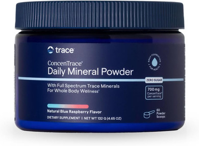 Trace Minerals Concentrace Daily Mineral Powder 60 Servings - 700Mg Of Concentrace Per Serving (17 Drops) Full Spectrum For Whole Body Wellness- Blue Raspberry Flavor