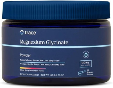 Trace Minerals Magnesium Glycinate 120Mg - Powder Mix To Support Digestive Health - Aid Sleep & Muscle Relaxation - Highly-Absorbable Magnesium Supplement - Mixed Berry Lemonade, 180G (60 Servings)