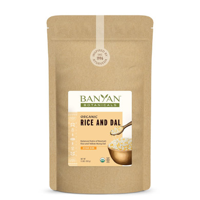 Banyan Botanicals Rice And Dal  Pre-Blended Organic Yellow Mung Dal And Organic Basmati Rice For Kitchari  Easy Food For Cleansing And Digestion  1.1 Lbs.  Non-Gmo Sustainably Sourced Vegan