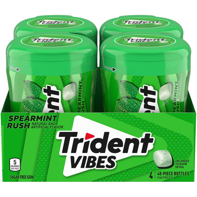 Trident Vibes Sour Patch Kids Redberry Sugar-Free Chewing Gum, 40 Piece Bottle