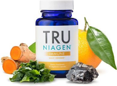Tru Niagen Immune Support Supplement - Daily Defense, Vitamin C From Fermentation, Vegan Vitamin D3 2000 Iu, Zinc, Plus Theracurmin (Curcumin) + Multi Award-Winning Nad Boosting Niagen 150Mg 60Ct