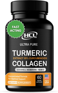 Turmeric Curcumin 95% Extract & Collagen Capsules - Nem Promotes Knee Comfort & Flexibility - Eggshell Membrane W Naturally Occurring Glucosamine Chondroitin Hyaluronic Acid- Made In Usa