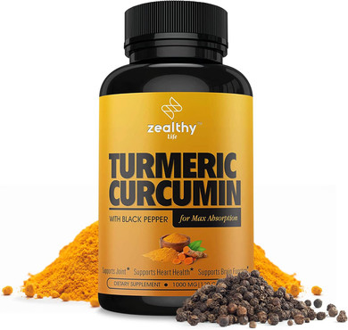 Turmeric Curcumin With Black Pepper  Non-Gmo, Organic Turmeric Supplement For Joint Support & Inflammation, Zealthy Life, 60-Day Supply, 120 Capsules