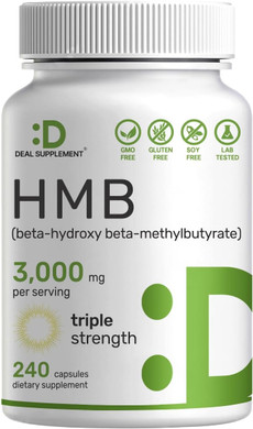 Ultra Strength Hmb Supplements 3,000Mg Per Serving, 240 Capsules | Third Party Tested | Supports Muscle Growth, Retention & Lean Muscle Mass | Fast Workout Recovery