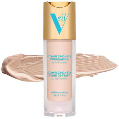 Veil Cosmetics Complexion Fix Liquid Foundation  Buildable Coverage  Water-Resistant, Hypoallergenic, Oil-Free, Cruelty-Free & Vegan  Lightweight & Brightening  All Skin Types (5N Deep Neutral)