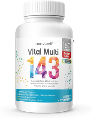 Vital Multi 143 - Multivitamin & Multimineral Supplement With 20 Vitamins And 72 Minerals,143 Ingredients Total - 120 Tablets, 30 Day Supply