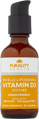 Vitamin D3 With K2 Liquid Supplement, Vegan, Micelle Liposomal Enhanced Absorption, Non-Gmo, 30 Day Supply