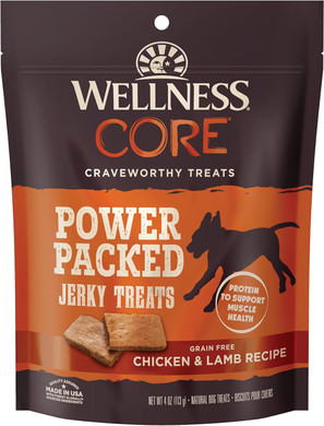 Wellness Core Dog Treats, Natural, Grain Free, Tender Jerky, Beef & Venison (4 Ounce Bag)