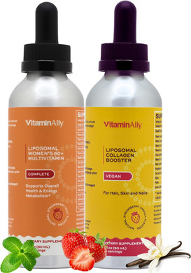 Women'S 50+ Health And Beauty Liposomal Liquid Multivitamin Bundle | Non-Gmo | Sugar Free | Gluten Free | Liquid Collagen Booster | Hair, Skin And Nails