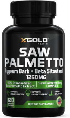 X Gold Health Saw Palmetto Prostate Supplement For Men | Pygeum Bark | Beta Sitosterol Supplement | Potent 3X Formula | Urinary Function Prostate | Dht Blocker Hair Growth | 4 Month Supply Male Pills