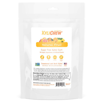 Xylichew 100% Xylitol Chewing Gum - Non Gmo, Non Aspartame, Gluten Free, And Sugar Free Gum - Natural Oral Care, Relieves Bad Breath And Dry Mouth - Fruit, 500 Count