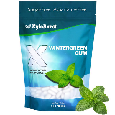 Xyloburst Xylitol Chewing Gum | Sugar Free, Gluten Free, Keto Friendly | Aspartame Free | Wintergreen | 500-Count Bag