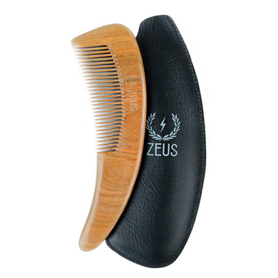 Zeus Curved Sandalwood Beard Comb In Gift Box, Premium Grooming Essential With Sheath For MenS Beard & Hair (M31)
