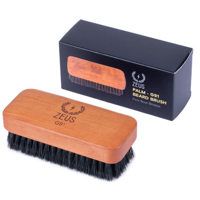 Zeus Palm Beard Brush, Firm Boar Bristle Beard & Mustache Brush For Men, Detangles & Smooths Facial Hair (Made In Germany) G91