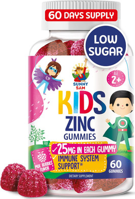 Zinc Gummies For Kids - Chewable Zinc Gummy Supplement For Children Immune Support - Low Sugar Natural Antioxidant Non-Gmo Vitamin Chewables For Toddlers & Teens - 90 Gummies