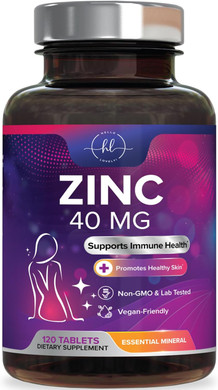 Zinc Supplements For Women And Men - 40Mg Supplement For Immune Support, Skin Health Support, & Antioxidant Supplement For Adults, High Potency Zinc Gluconate 40 Mg, Non-Gmo - 120 Tablets