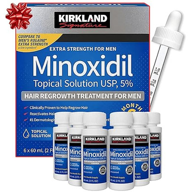 Minoxidil for Men Bundle Liquid Extra Strength Hair Regrowth Treatment 5%, 6 Months Supply - Dropper Applicator and Bonus Free Guide Included