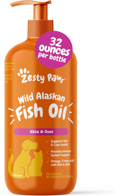 Zesty Paws Wild Alaskan Fish Oil for Dogs & Cats - Pollock & Salmon Oil Blend - Omega 3 Fatty Acids EPA & DHA for Pets - for Sensitive Skin + Coat Health - Immune System Support