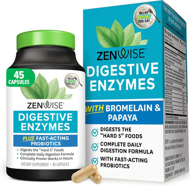 Zenwise Health Digestive Enzymes for Gut Health & Bloating Relief - Multi Enzymes Digestion Supplement with Probiotics, Bromelain & Papaya for Digestive Health Support - Men & Women
