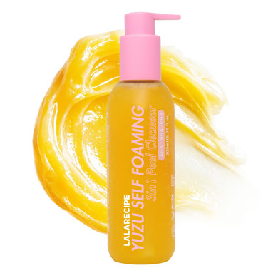 LALARECIPE Yuzu Self-Foaming 3-in-1 Facial Cleanser – Korean Daily Face Wash with AHA BHA PHA for Gentle Exfoliation and Pore Care – Hydrating Cleanser for Dry and Sensitive Skin