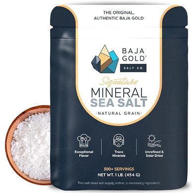 Baja Gold Mineral Sea Salt - Recommended by Gary Brecka - Organic Natural Grain Salt for Cooking & Baking | Authentic Baja Salt | Ideal for All Culinary Creations