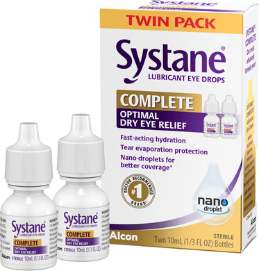 Systane Complete Lubricant Eye Drops, 0.34 Fl Oz, Twin Pack (Pack of 2)