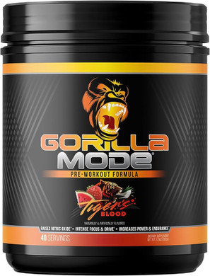 Gorilla Mode Pre Workout - Massive Pumps Laser Focus Energy Power - L-Citrulline, Creatine, L-Tyrosine, Betaine, Hydroprime, Alpha-GPC, 400mg Caffeine, Huperzine A - 800g (Tigers Blood)