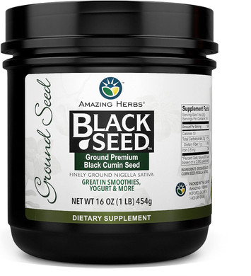Amazing Herbs Premium Ground Black Cumin Seeds - Finely Ground Nigella Sativa, Gluten Free, Non Gmo, Supports Cardiovascular Function & Preserves Digestive Health - 16 Oz