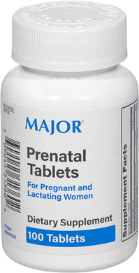 "Major Prenatal Tablets for Pregnant and Lactating Women - Dietary Supplement - 100 Tablets "