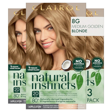 Clairol Natural Instincts Demi-Permanent Hair Dye, 8G Medium Golden Blonde Hair Color, Pack Of 38G Medium Golden Blonde5.85 Fl Oz (Pack Of 3)