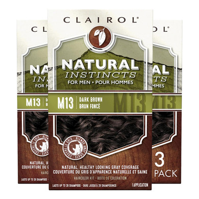 Clairol Natural Instincts Semi-Permanent Hair Dye For Men, M13 Dark Brown Hair Color, Pack Of 3M13 Dark Brown5 Fl Oz (Pack Of 3)