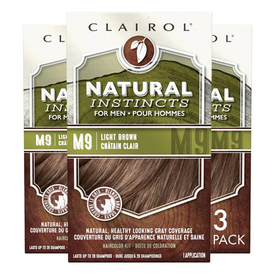 Clairol Natural Instincts Semi-Permanent Hair Dye For Men, M9 Light Brown Hair Color, Pack Of 3M9 Light Brown
